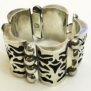 MEXICO Sterling Silver Mask Shadow Box Bracelet